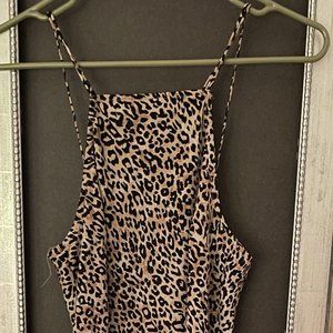 Women's Leopard Print Midi Dress